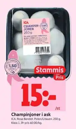 ICA Kvantum Ica champinjoner i ask erbjuda