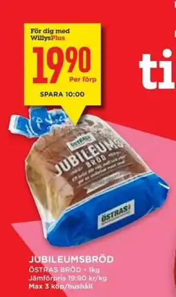 Willys Östras jubileumsbröd erbjuda