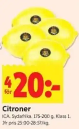 ICA Kvantum Citroner erbjuda