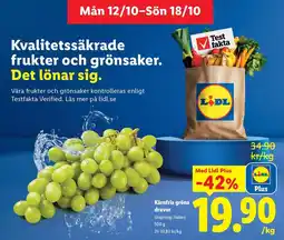 Lidl Lidl kärnfria gröna druvor erbjuda