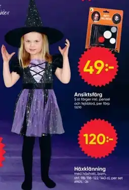 DollarStore Häxklänning med häxhatt, barn erbjuda