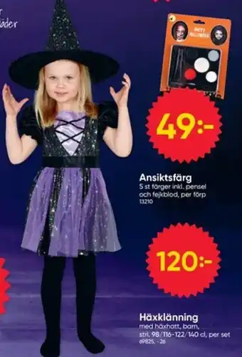 Häxklänning med häxhatt, barn