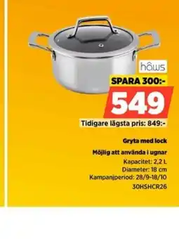 Power hâws gryta med lock erbjuda