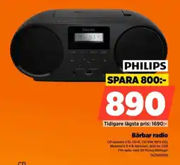 Power Philips bärbar radio erbjuda