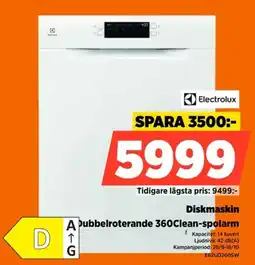 Power Electrolux diskmaskin dubbelroterande 360clean-spolar erbjuda