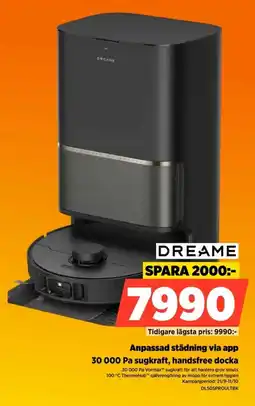 Power Dreame 30 000 Pa sugkraft, handsfree docka erbjuda