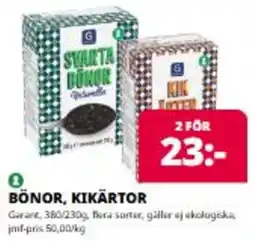 Tempo Garant bönor kikärtor erbjuda