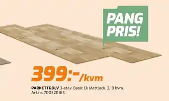 Parkettgolv 3-stav. Basic Ek Mattlack