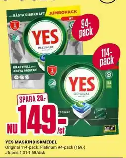 ÖoB YES maskindiskmedel erbjuda