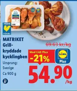 Lidl MATRIKET Grillkryddade kycklingben erbjuda