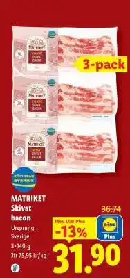 Lidl MATRIKET Skivat bacon erbjuda