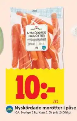 ICA Supermarket Nyskördade morötter i påse erbjuda