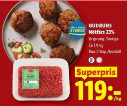 Lidl GUDRUNS Nötfärs 23% erbjuda