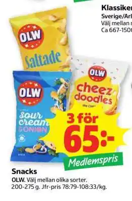 Stora Coop OLW snacks erbjuda