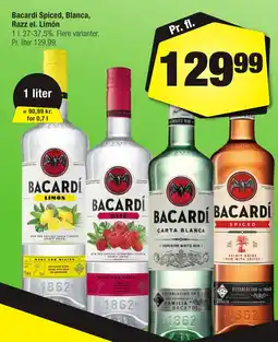 Calle Bacardi spiced, blanca, razz el. limon erbjuda