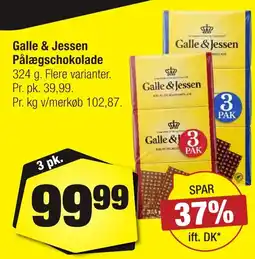 Calle Galle & Jessen pålægschokolade erbjuda