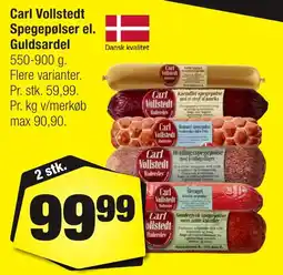 Calle Carl Vollstedt spegepølser el. guld sardel erbjuda
