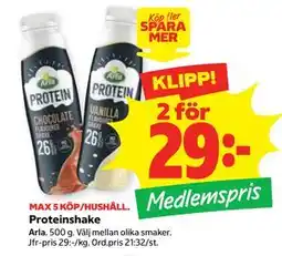 Stora Coop Proteinshake, Medlemspris erbjuda