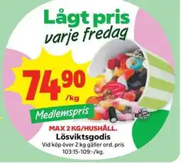 Stora Coop Lösviktsgodis, Medlemspris erbjuda