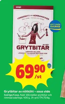 Stora Coop Grytbitar av nötkött – sous vide erbjuda