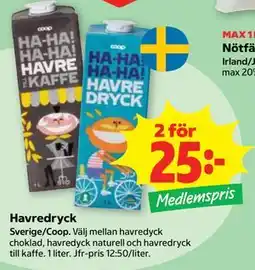 Stora Coop Havredryck, Medlemspris erbjuda