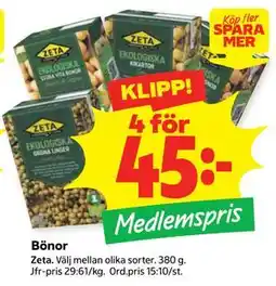 Stora Coop Bönor, Medlemspris erbjuda