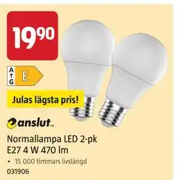 Jula Normallampa LED 2-pk E27 4 W 470 lm erbjuda