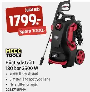 Högtryckstvätt 180 bar 2500 W