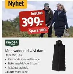 Jula Lång vadderad väst dam erbjuda