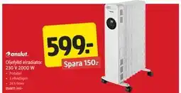Jula Oljefylld elradiator 230 V 2000 W erbjuda
