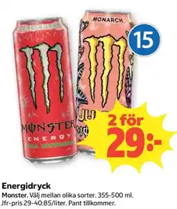 Coop Daglivs Monster energidryck erbjuda