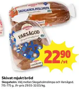 Coop Daglivs Skogaholm skivat mjukt bröd erbjuda