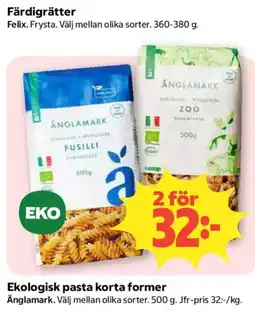 Coop Daglivs Anglamark pasta korta former erbjuda