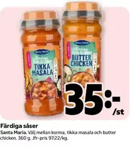 Coop Daglivs Santa Maria färdiga såser erbjuda