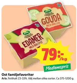 Coop Daglivs Arla ost familjefavoriter erbjuda