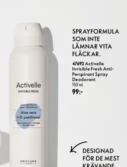 Oriflame Activelle Invisible Fresh Anti- Perspirant Spray Deodorant erbjuda