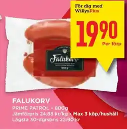 Willys Falukorv prime patrol erbjuda