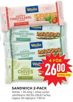Willys Wasa sandwich 2-pack erbjuda