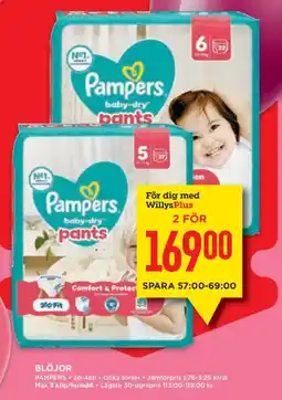 Willys Pampers baby-dry pants erbjuda