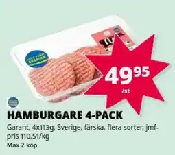 Tempo Garant hamburgare 4-pack erbjuda