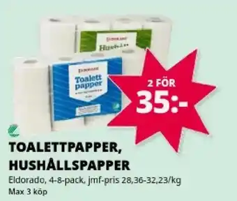 Eldorado toalettpapper, hushållspapper