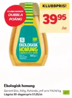 Hemköp Garant ekologisk honung erbjuda