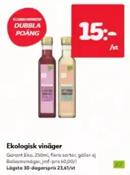 Hemköp Garant ekologisk vinäger erbjuda