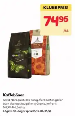 Hemköp Arvid Nordquist Kaffebönor erbjuda