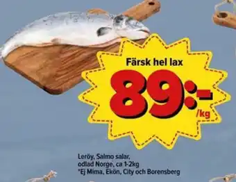 Östenssons Leröy Färsk hel lax 1-2kg erbjuda