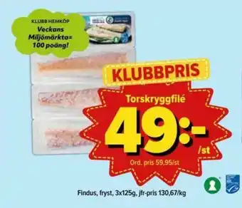 Östenssons Findus Torskryggfilé 3x125g erbjuda
