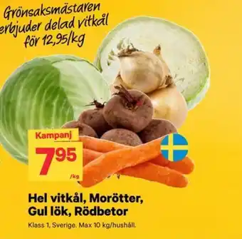 Grönsaksmästaren hel vitkål morötter gul lök rödbetor