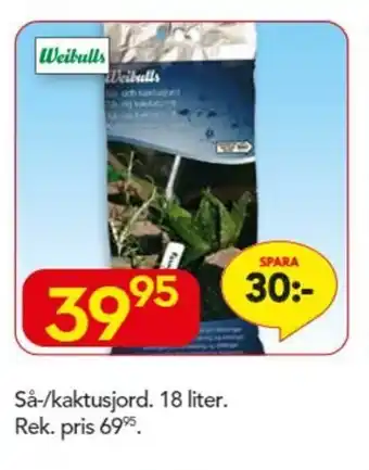 Bo Ohlsson Weibulls Så-/Kaktusjord 18 liter erbjuda