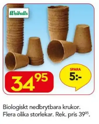 Bo Ohlsson Weibulls Biologiskt nedbrytbana krukor erbjuda