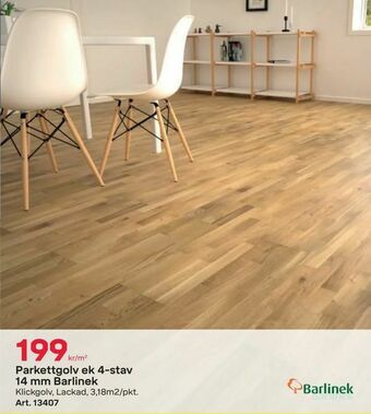 Byggmax Parkettgolv ek 4-stav 14 mm Barlinek erbjuda